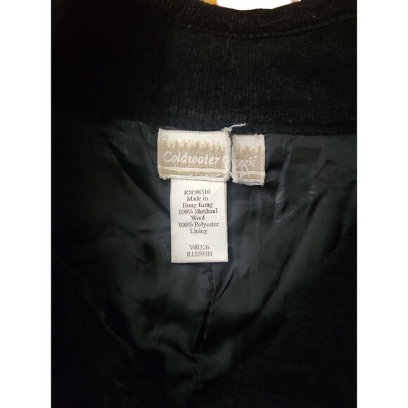 Coldwater Creek Shetland Wool Cardigan Sweater Womens Large Brown Cottage Floral - Picture 5 of 8